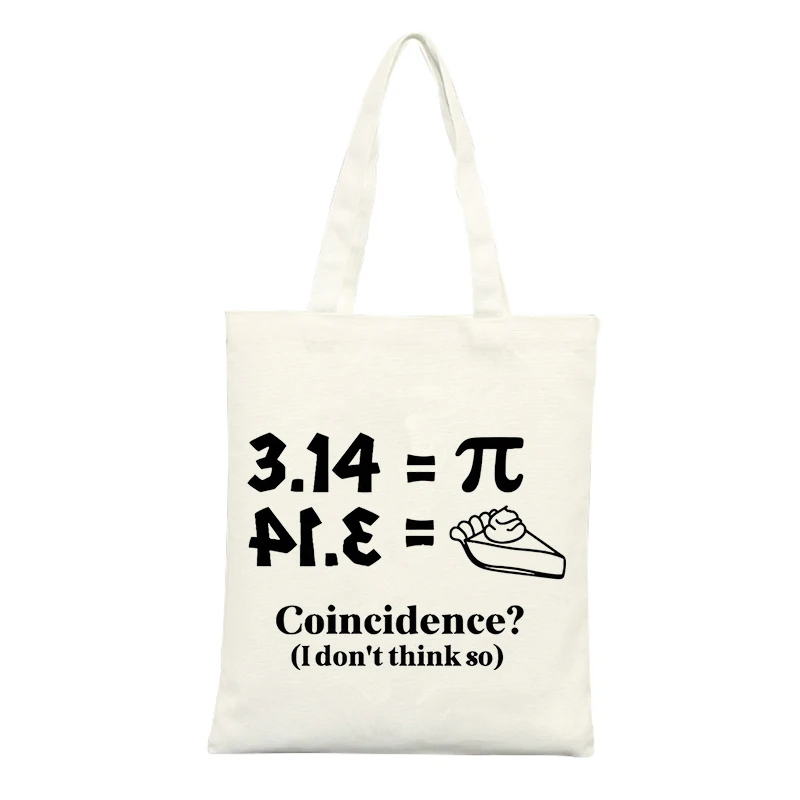 Math-themed Canvas Tote Bag with Typography Print, Ideal for Casual Daily Use and Shopping