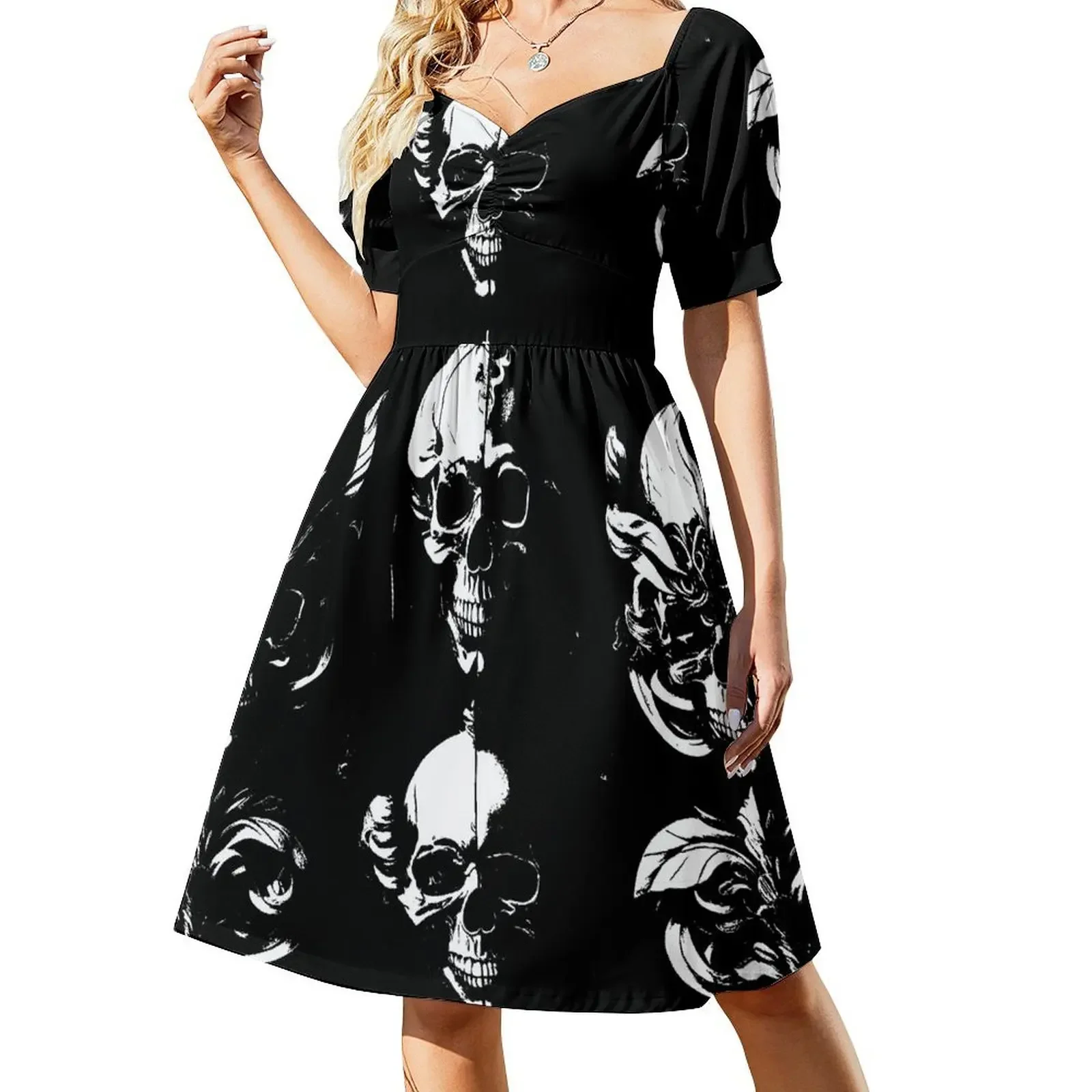 skull black and white death Dress women's elegant loose dresses women's clothing summer 2024 novelties long dress women summer