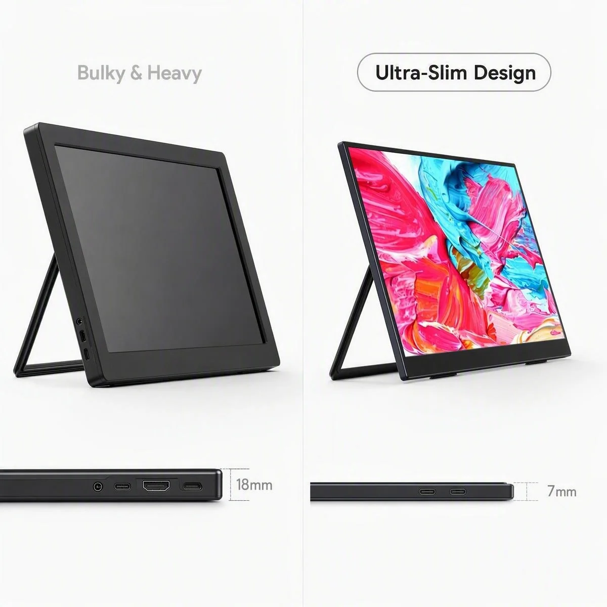 16-Inch Portable Monitor, 100% SRGB, Low-Blue-Light Eye-Care, Type-C Extended Screen, Secondary Display for Laptops & Smartphone