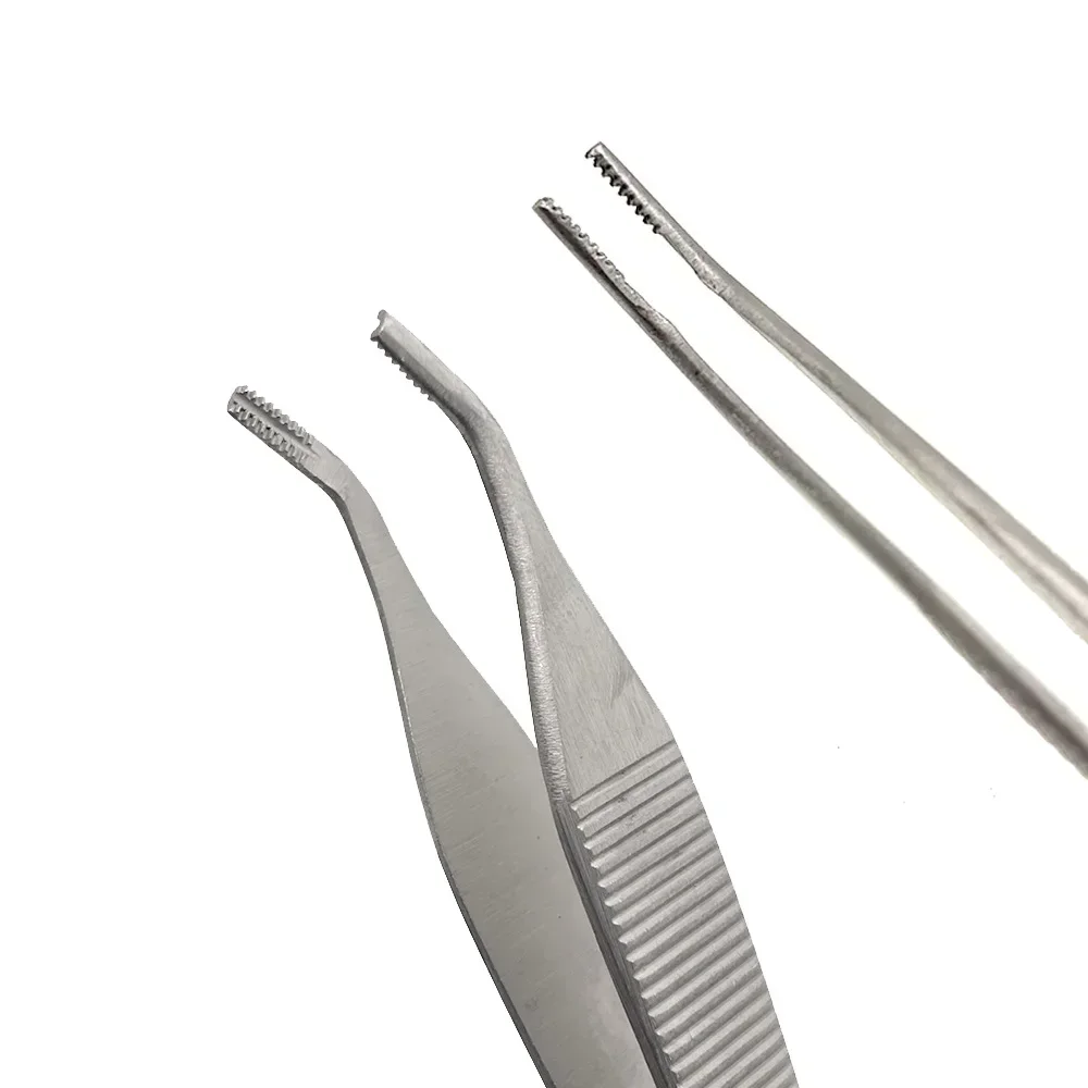 

12Cm Stainless Steel Curved Ophthalmic Tweezers with Tooth Slots for Cartilage and Fat Tissue Manipulation