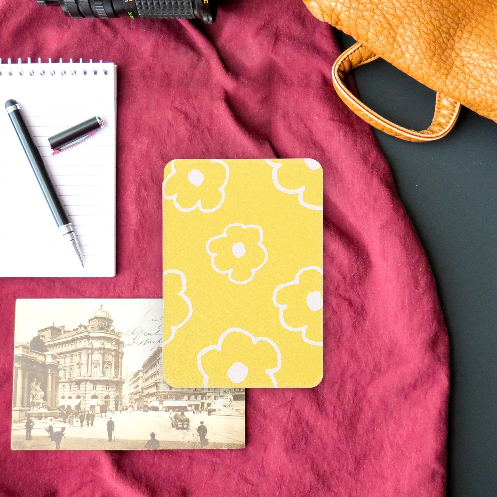 

E Reader Protective Case Yellow Flower 2022 PU Sleeve Ebooks Cover Anti Skid Decorative E Book Shell