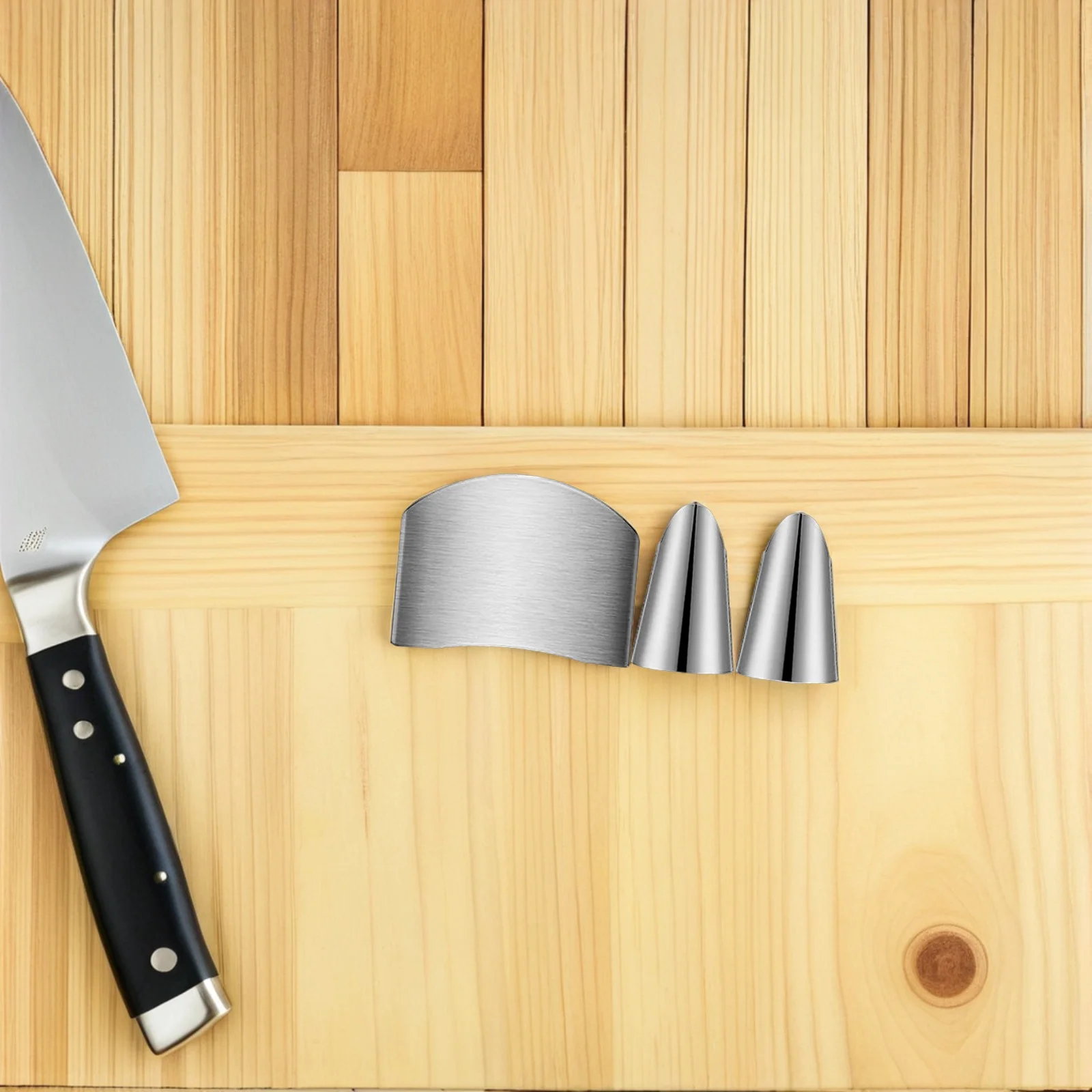 

3pcs Anti-cut Protectors Stainless Steel Kitchen Tools for Cutting Small Finger Guard Vegetables Fruits Meat Small Guards