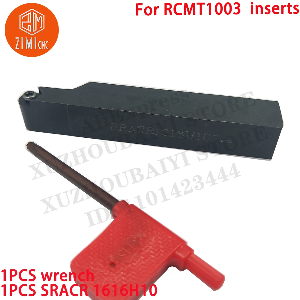 SRACR 1616H10 16x100mm 외부 선반 터닝 공구 홀더 RCMT1003 인서트용 CNC 도구 금속 선반 절단 도구 SRACR 1616H10