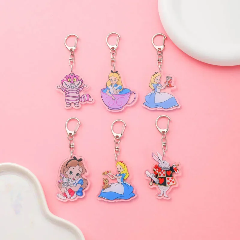 Anime Alice in Wonderland Acrylic keychain accessaries Cartoon Bag Pendant Cute Creative Charm Car Keyring Friends Fans Gifts