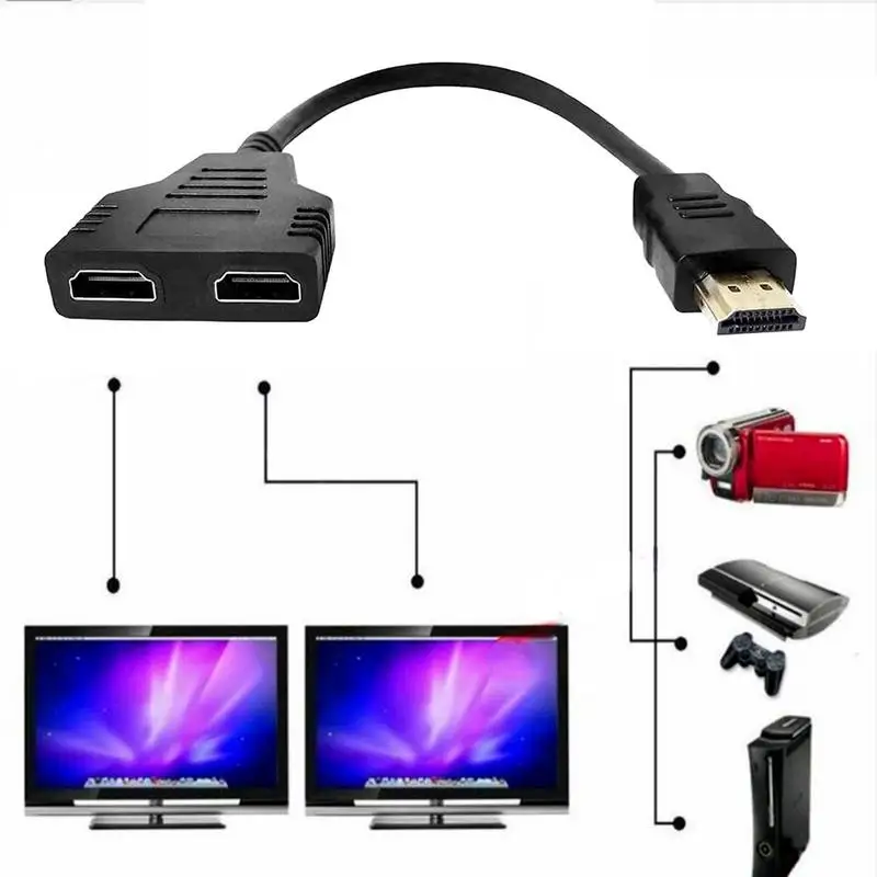 ForHDMI Compatible Splitter 1 In 2 Output Female 4K Port Cable Adapter Converter 1080P Games Videos Multimedia Devices For Home