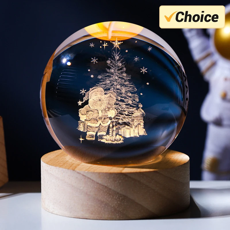 Unique Christmas gift Galaxy Crystal Ball Light 3D Planet Moon Light USB LED night Light Valentine\'s Day glass ball small