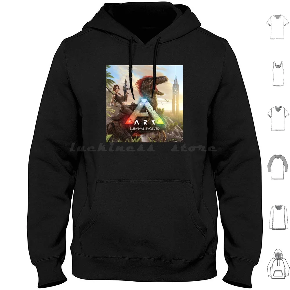 Box Cover Hoodie cotton Long Sleeve Ark Ark Survival Evolved Survival Evolved Ask Survival Game Gaming Dinosaurs Dinosaur