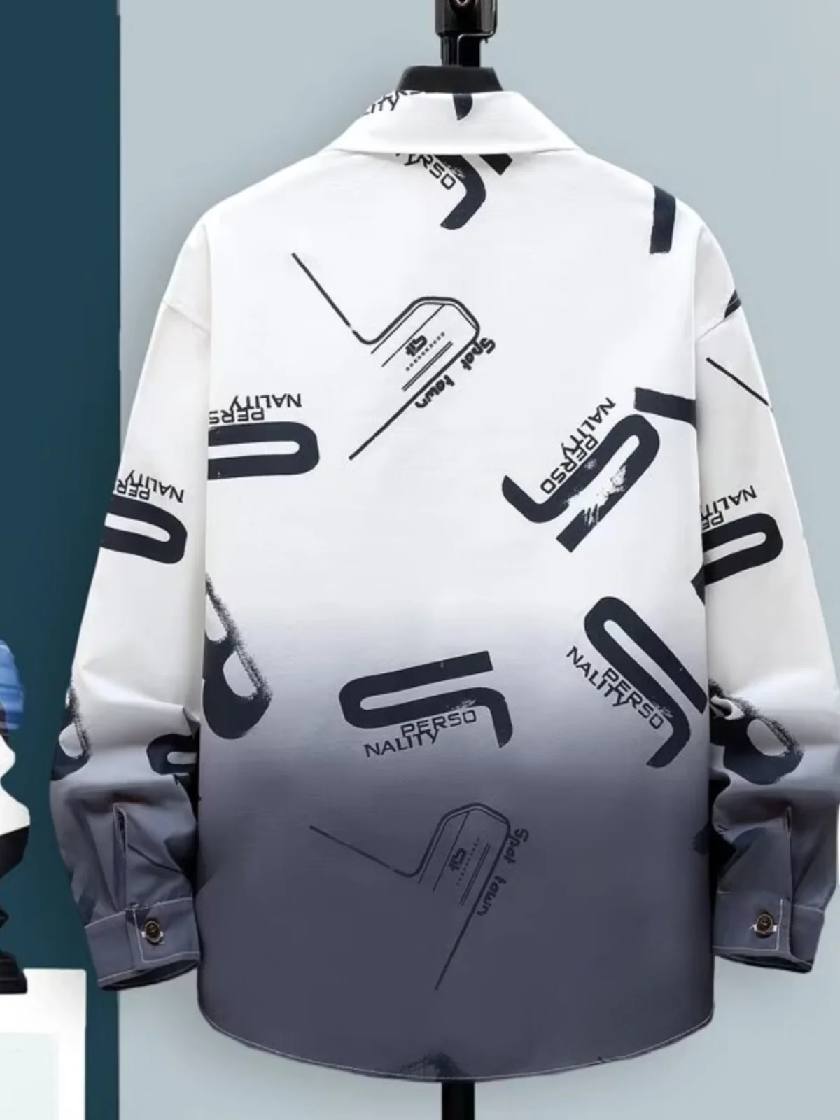 قميص رجالي كاجوال بأكمام طويلة متدرج الألوان، ملابس خارجية رقيقة للربيع والخريف، تصميم شبابي عصري، قماش مطبوع بقصة قياسية