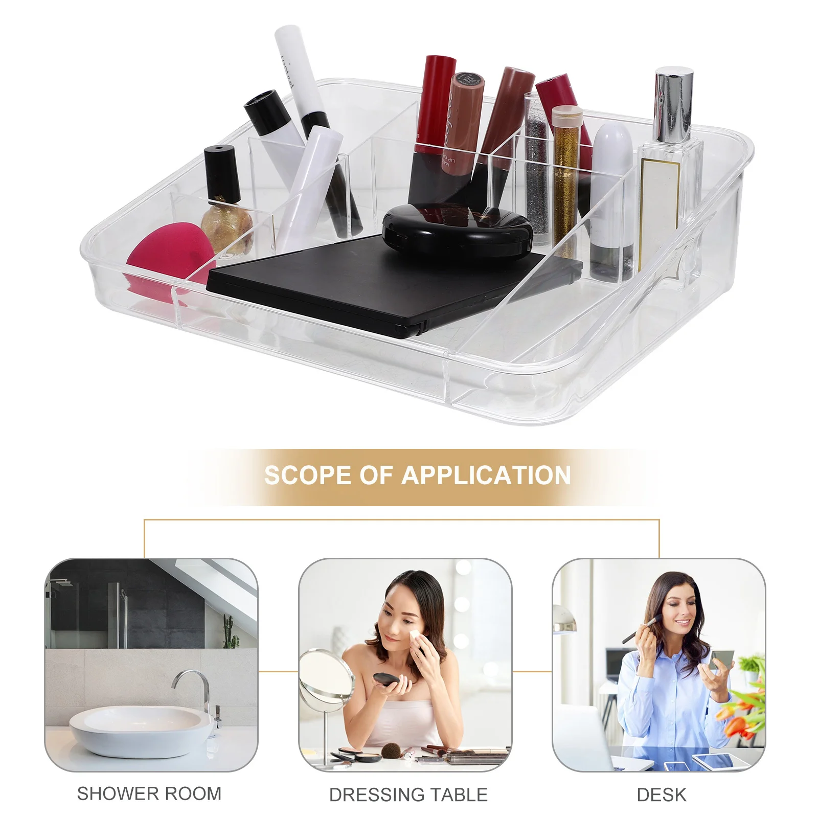 

Large Capacity Compartment Makeup Storage Box Clear Lipstick Organizer Tabletop Eye Shadow Nail Polish Holder Jewelry
