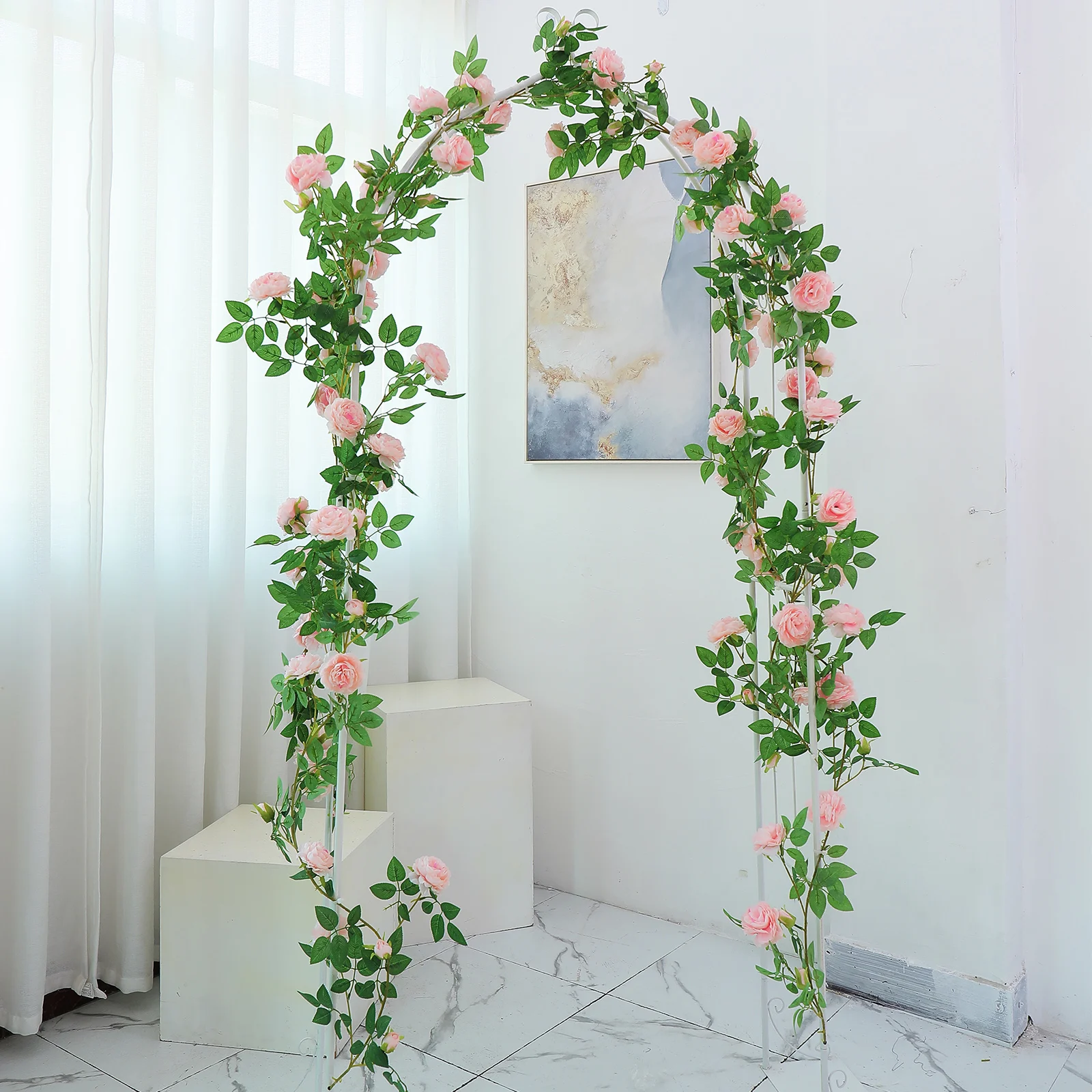 180cm Artificial Peony Flowers Garland Wall Hanging Vines Fake Floral Wreath String Home Wedding Arch Garden Frame Ceiling Decor