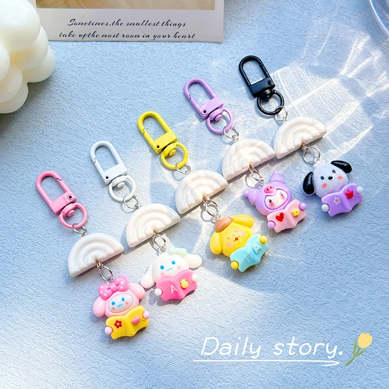 Cute Sanrio Phone Lanyard Cartoon My Melody Kuromi Phone Chain Lovely Acrylic Keychain Bag Pendant Earphone Camera Charms