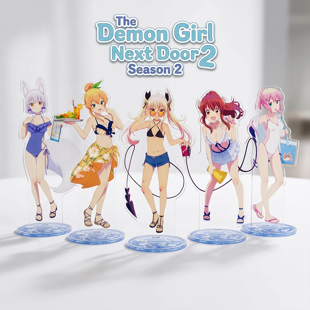 The Demon Girl Next Door Momo Beach House 15CM Acrylic Stand Keychain 2026 New Anime Stand Desktop Decor Collection Gift