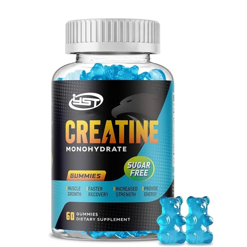 Male and female sugar free creatine monohydrate gummies - exercise and muscle relief, gluten free, non genetically modified