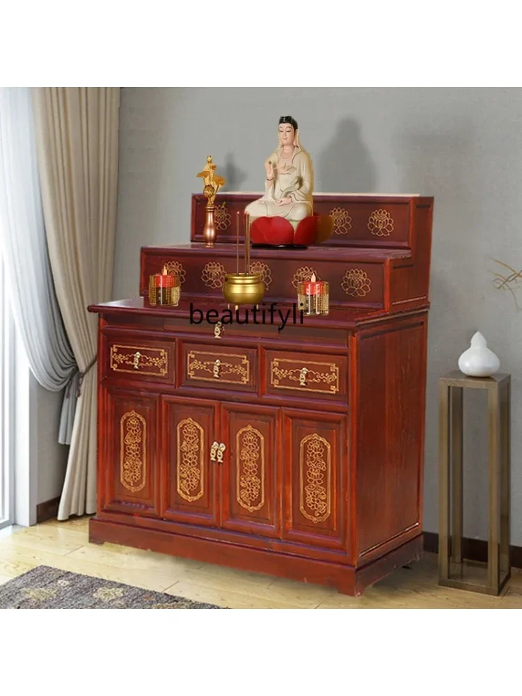 Customized Altar Buddha Shrine Home Modern Style for New Chinese Solid Wood Clothes Closet God of Wealth Incense Burner Table