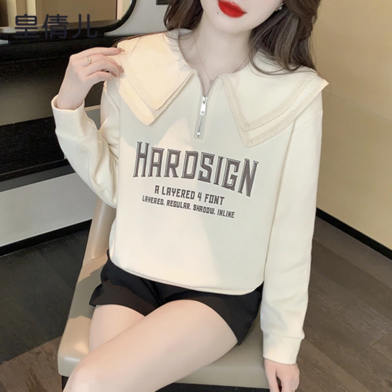 Lockerer langer Pullover mit Puppenkragen für Damen, Herbst/Winter, Neu, Schmale Passform, Koreanische Version, Business-Stil