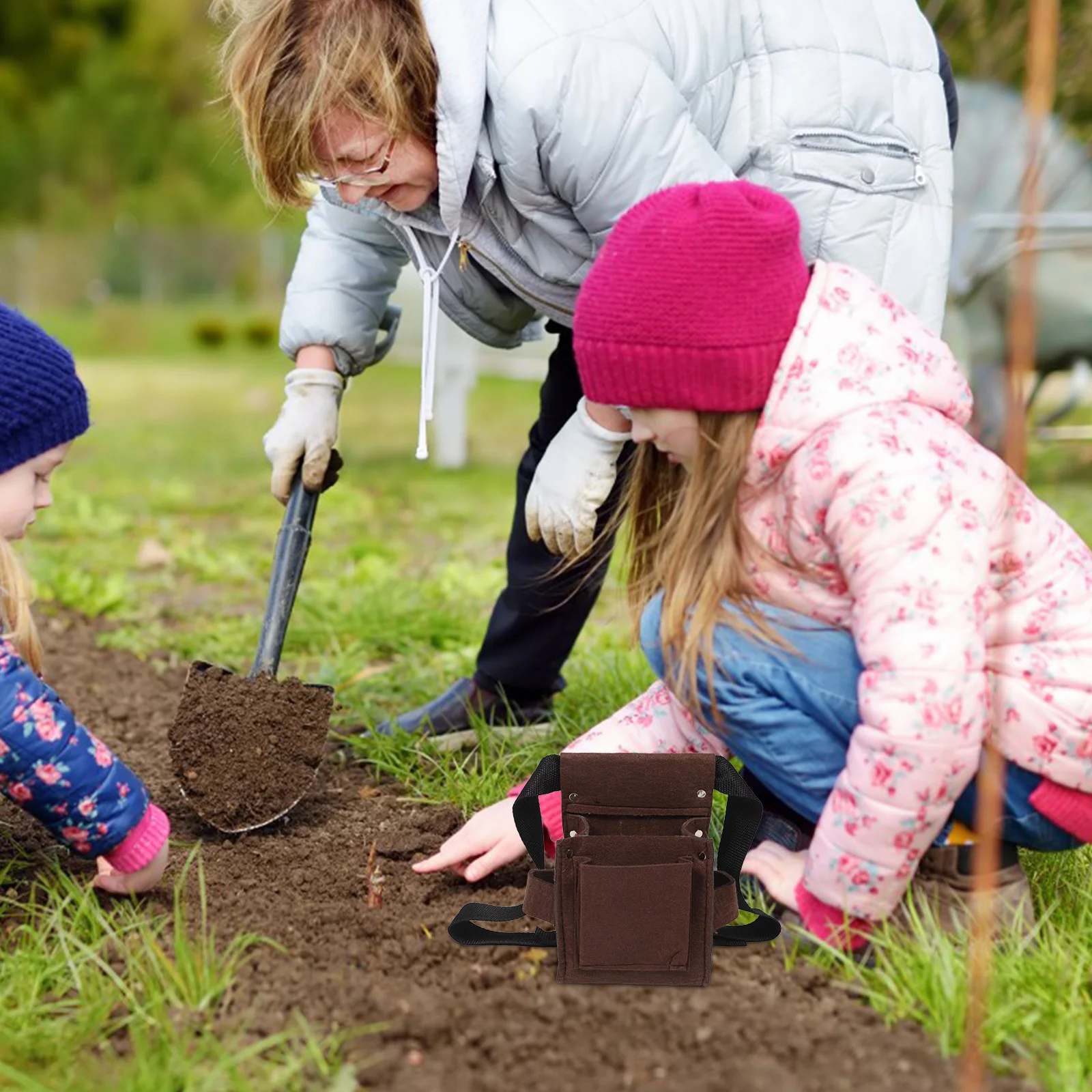 Tool Tote Bag for Children Compact Gardening Set Easy Carry Design Perfect for Young Gardeners Outdoor Fun and Learning