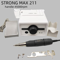 65W Strong Max 211 Electric Nail Drill Machine 45K STRONG 102LN Marathon Handle Professional Nail Polish Sander Equipment Set