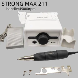 65W Strong Max 211 Electric Nail Drill Machine 45K STRONG 102LN Marathon Handle Professional Nail Polish Sander Equipment Set