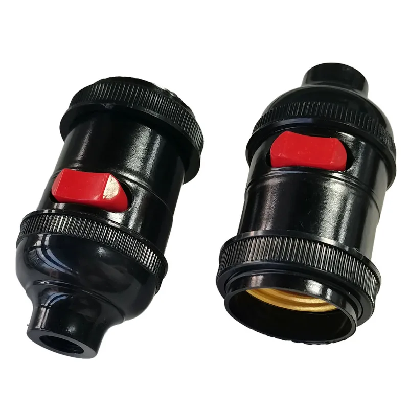 1PCS E27 Bakelite Lamp Base with Red Switch Bedside Screw Chandelier Light Head Machine Tool Lamp Holder Conversion Socket