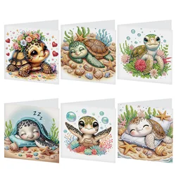 6PCS Diamond Art Painting Greeting Card Kit Diamond Art Greeting Cards,sea turtle Special Shaped Diamond Greeting Card Art Gifts