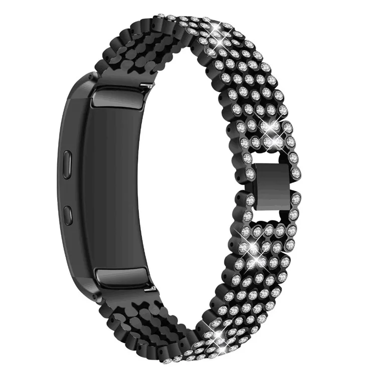 

Bling Rhinestone Zinc Alloy Watch Band Replacement for Samsung Gear Fit2 SM-360 - Black
