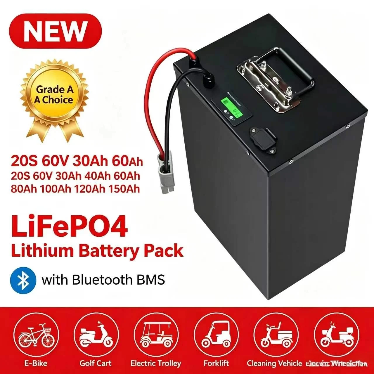 20S 60V 30Ah 40Ah 60Ah 80Ah 100Ah 120Ah 150Ah lifepo4 Lithium battery pack with Bluetooth APP BMS 50A 100A Discharging