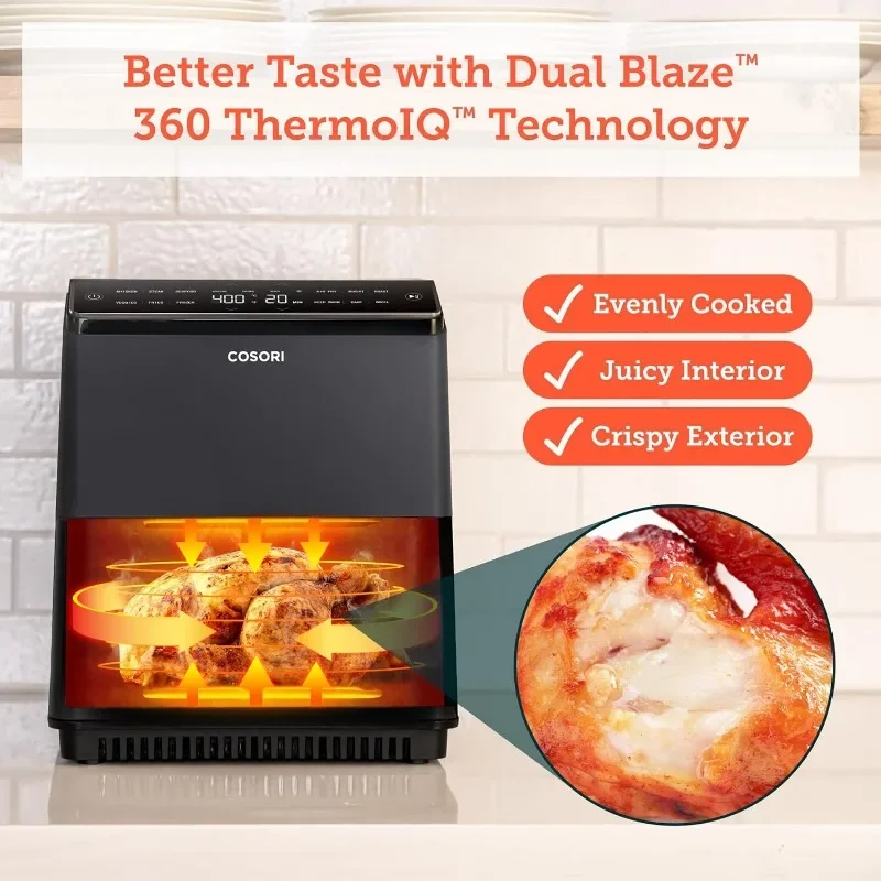 مقلاة هوائية COSORI Pro III Dual Blaze، 6.8 كوارت، درجات حرارة دقيقة تمنع الطبخ الزائد، تعديل التسخين للقلي الهوائي الحقيقي، خبز