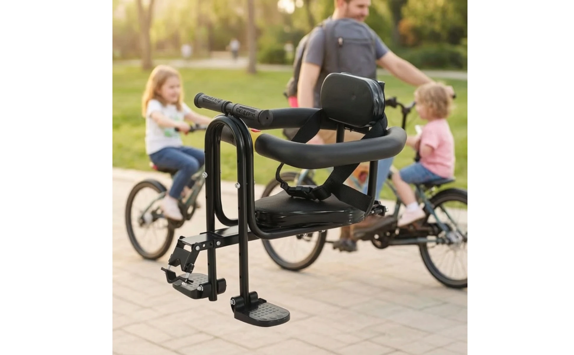 Child Bike Seat Safe Child Cycle Seat with Harness Secure Padded for Toddlers, Family Rides, Outdoor Cycling