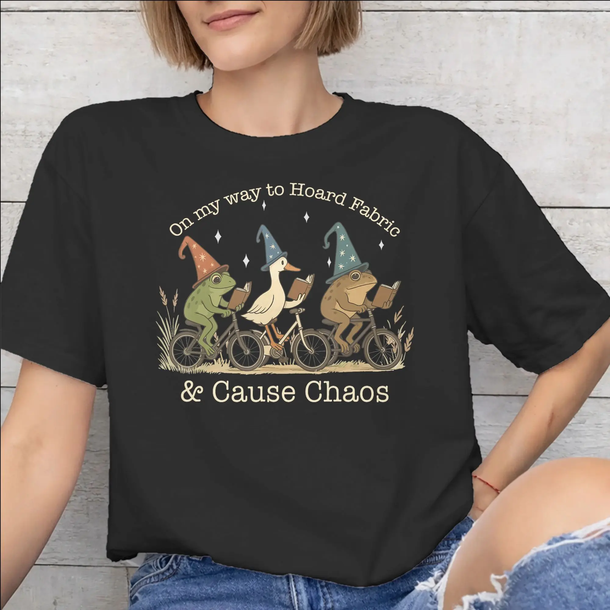 All Seasons On My Way to Hoard Fabrics and Cause Chaos T Shirt for Men Women  100% Cotton T-shirts Short Sleeve Tops