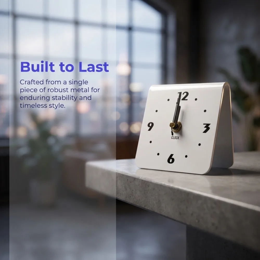 Indoor Clock Acrylic Modern Desktop Clock White， Black Square Silent Table Clock 2.76*3.94in Metal Desk Clock Bedside