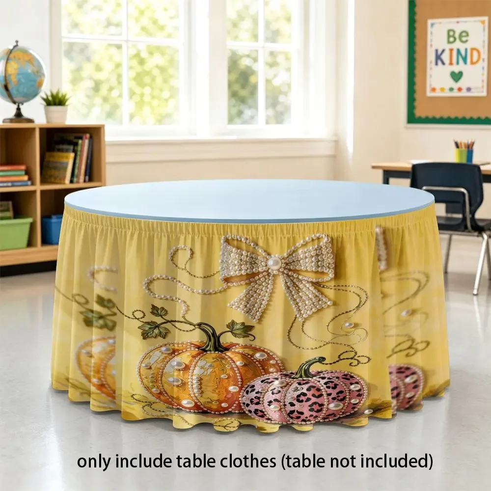Handmade leopard print pumpkin bow tablecloth with elastic - multi-functional and suitable for home decoration
