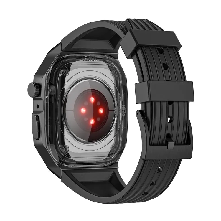 

For Apple Watch Series 9 8 7 45mm / 6 5 4 SE SE (2022) SE (2023) 44mm Integral Watch Band with Case - Black