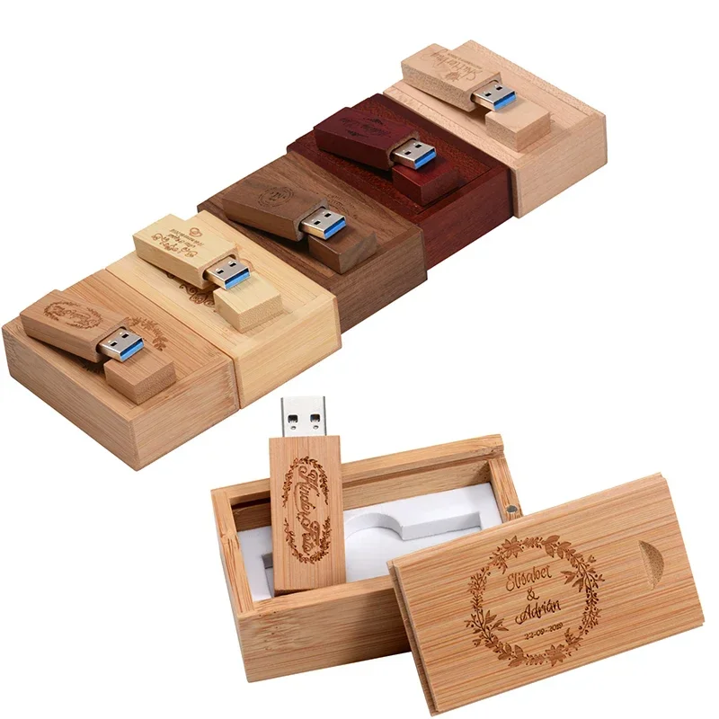 10PCS LOT USB 3.0 Flash Drives 128GB Free Custom Logo Pendrive 64GB High Speed Memory Stick 32GB Wholesale Wooden Box Pen Drive