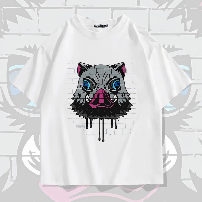 

Summer cartoon printed short sleeve T-shirt for men 100% cotton loose youth half sleeve trend top Japanese anime