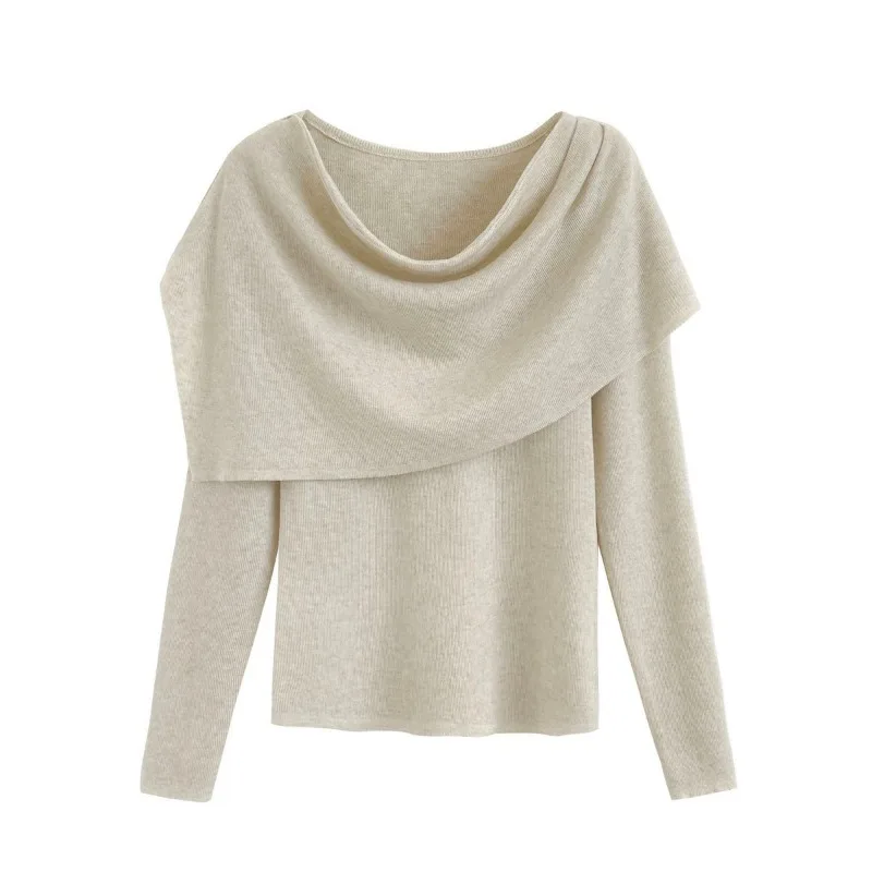 

Fashionable Knit Sweater for Women with Layered Shawls Set of Early Autumn Korean Chic Versatile Tops