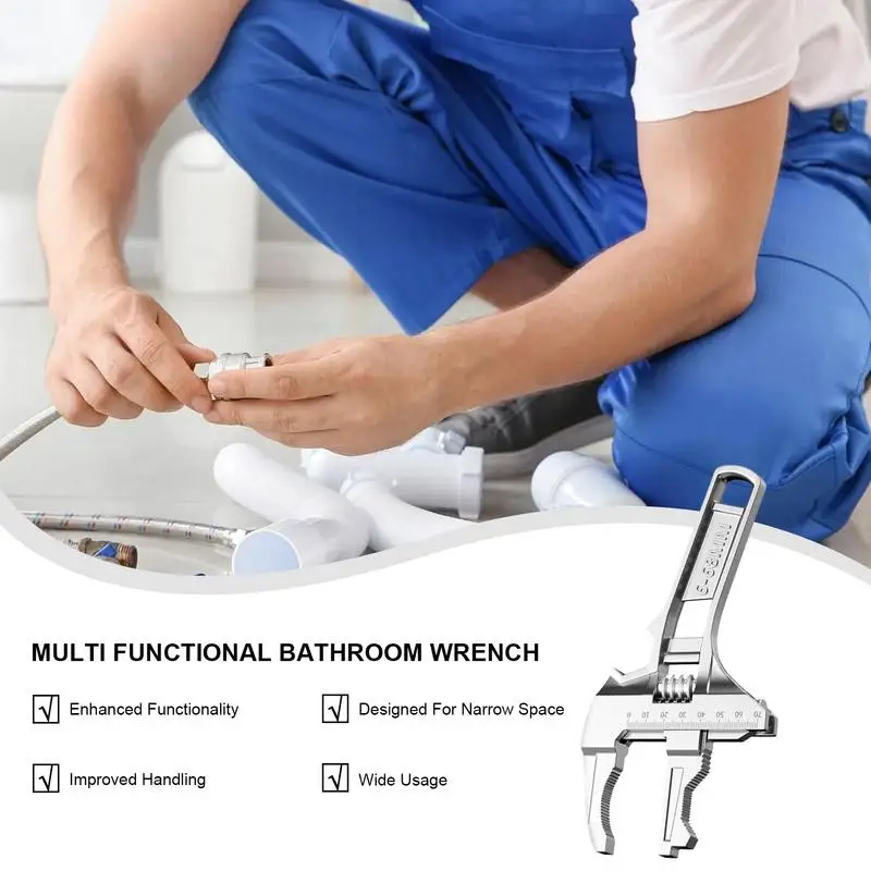 Multifunctional Large Opening Wrench Universal Sanitary Wrench Tool Live Mouth Short Handle Adjustable Kitchen Bathroom Wrench