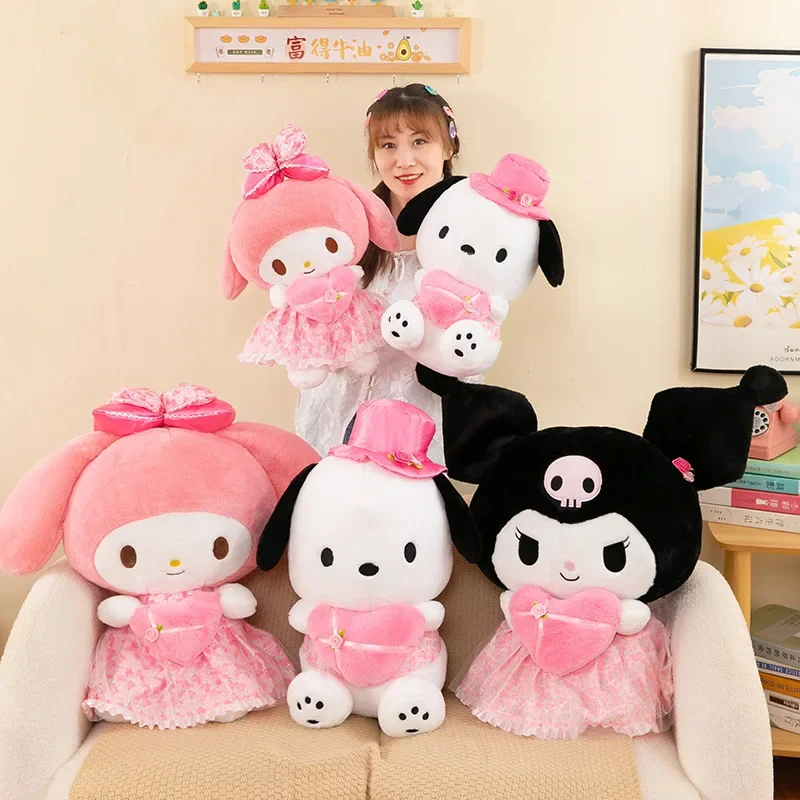 

35/55cm Romantic Flower Sea Kuromi Melody Plush Toy Sanrio Doll Christmas Birthday Gift Girls Plushies Pillow Christmas Gifts