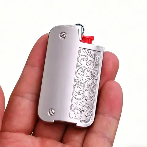 BIC Mini Lighter Metal Case for J5 J25 Flower Design Sleeve Holder Elegant Decorative Cover BIC Smallest Fit Shell