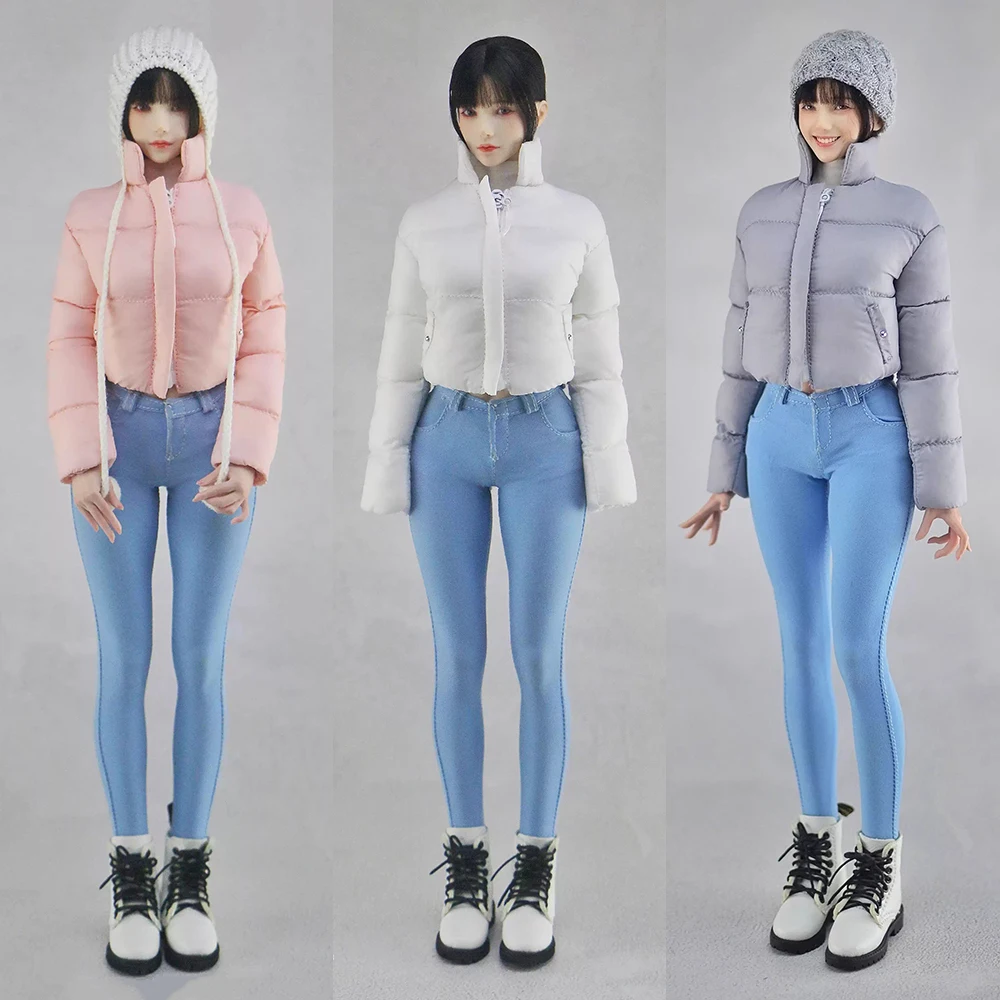 

【30days Customized】1/6 Scale Female Soldier Short Down Coat Fashion Warm Puff Bread Jacket for 12" Action Figure Model Toy