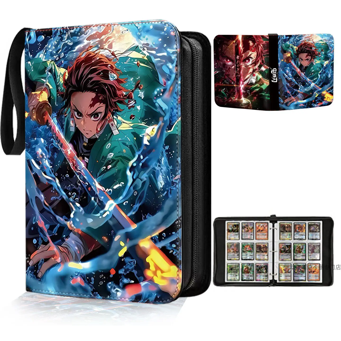 Hot Demon Slayer Card Album 400/900pcs 4/9 Grid Slots Zipper Binder Card Zipper Double Pocket Collection Binder Holder