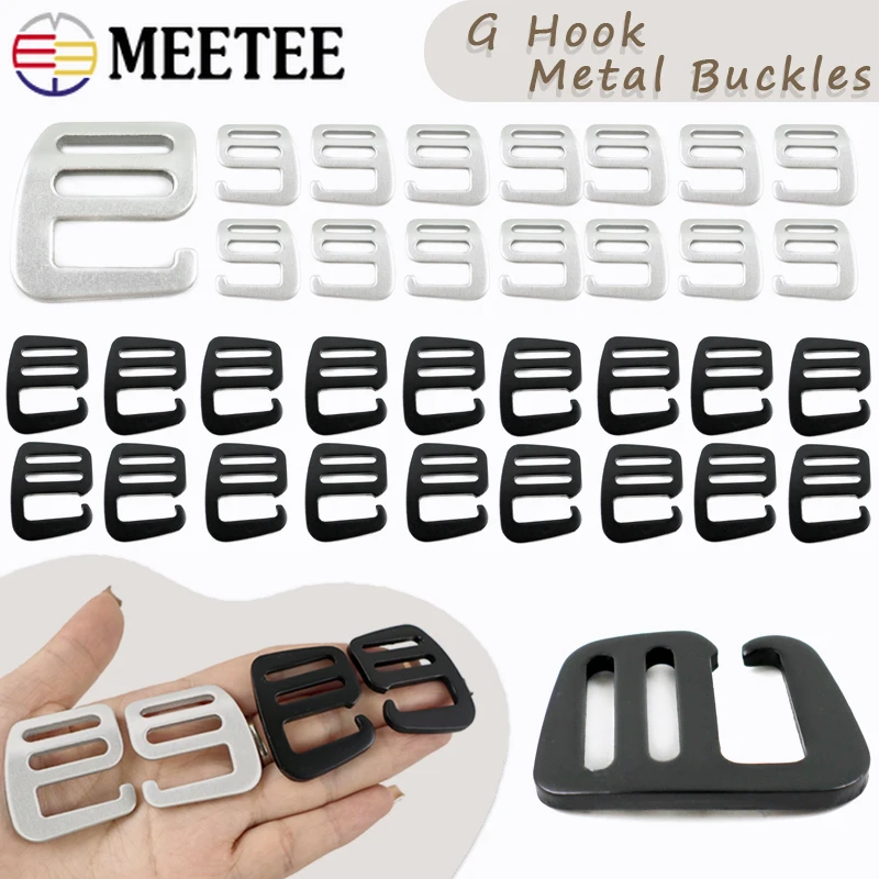 

10/20Pcs 20/25mm Black Silver G Hook Metal Buckles Backpack Tri-Glide Slider Clasp Webbing Strap Adjuster Hardware Accessories