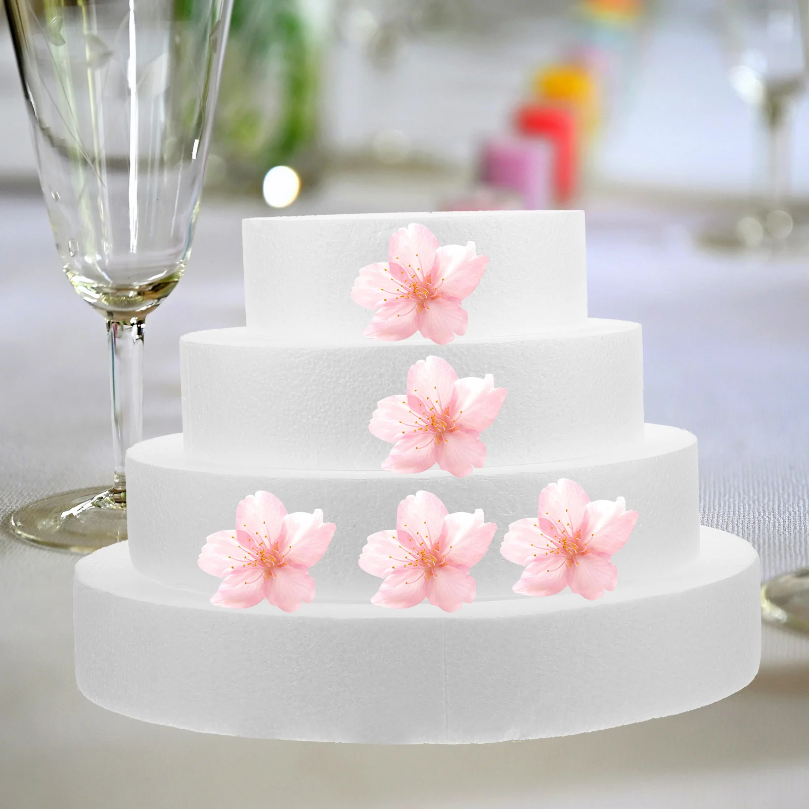 4 Pcs Foam for Cake Decorating Tray DIY Mould Turntable Fake Model White Dummies