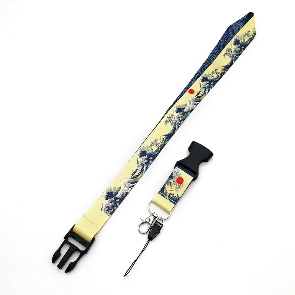 Hokkaido Waves JDM Style Racing Lanyard Key Mobile ID Card Kanagawa Surfing Hanging Strap Refitting neck lanyards for keys