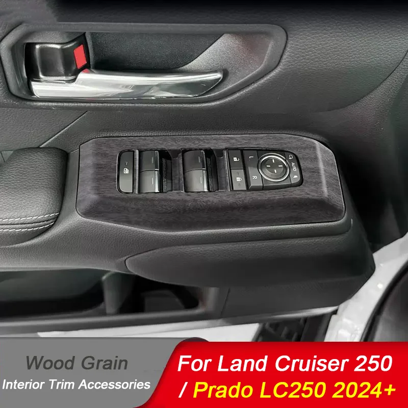 For Toyota Land Cruiser 250 Prado LC250 2024 2025 Wood Grain Interior Trim Cover Center Control Gearshift Panel Air Outlet Frame view 5