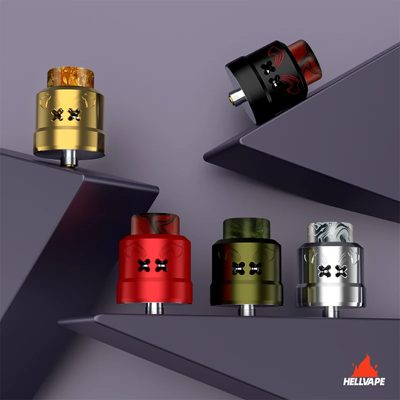 Hellvape Dead Rabbit Max RDA 7ml Dual Coil Terbaru Diameter 28mm 810 Drip Tip 0.2Ω Ni80 Clapton Coil E-cig Atomizer