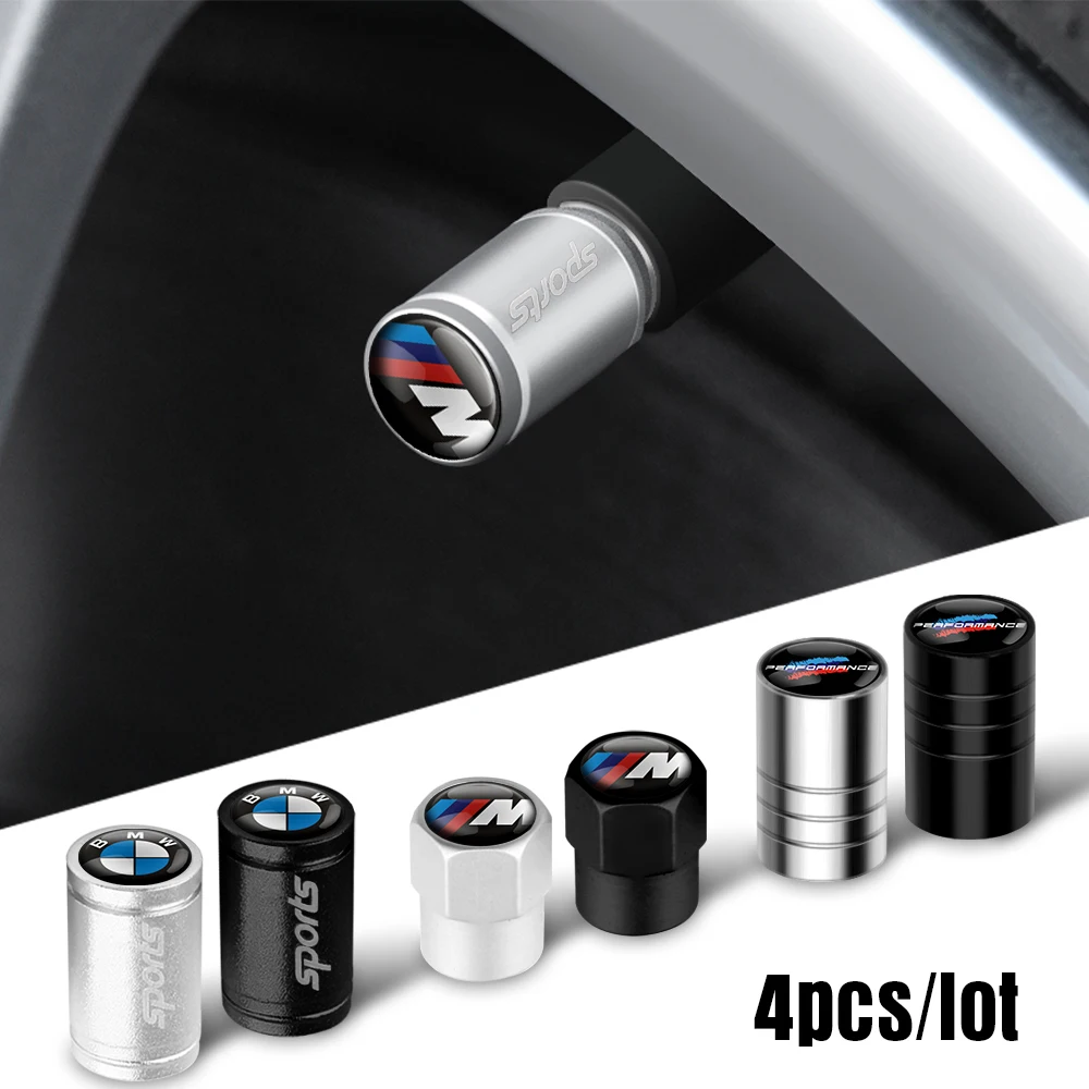 4PCS Car Wheel Tire Valve Caps Tyre Rim Stem Covers Auto Badge Decor For Bmw Performance M E46 E90 E60 F30 F10 E36 G20 E92 X2 X5