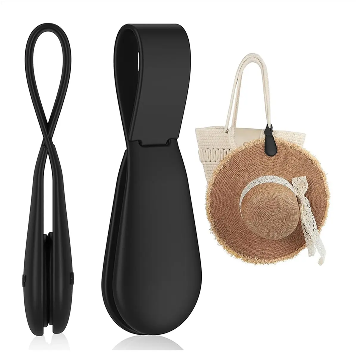 A67T NEW Magnetic Hat Clip for Travel on Bag, Silicone Hat Clip Magnet Hat Holder Hat Hook for Bag Tote Luggage Black