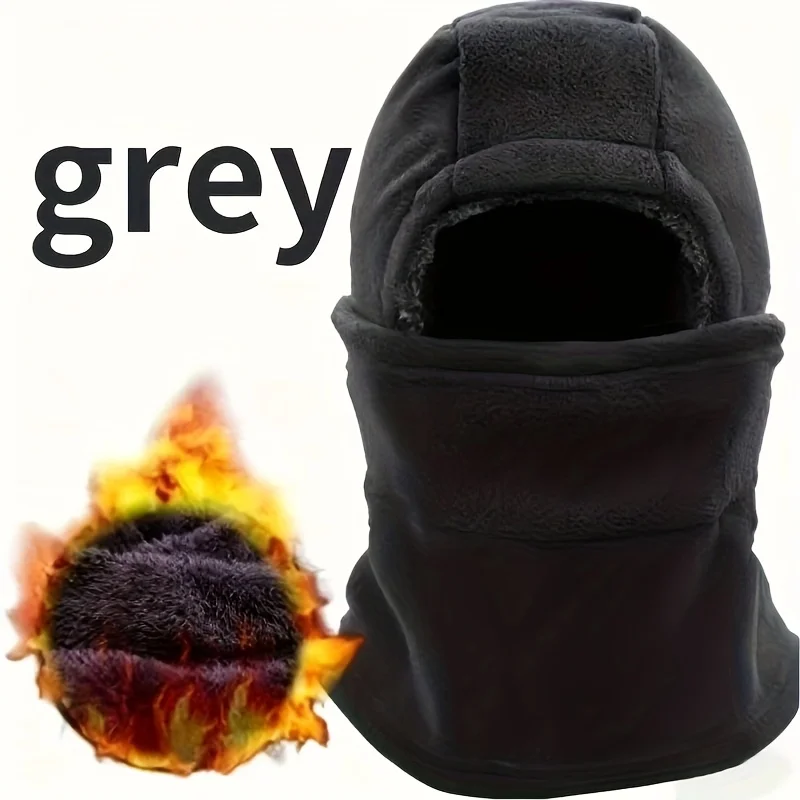 قبعة حرارية للخريف/الشتاء، تصميم بطبقة مزدوجة، رمادي/أسود - قابلة للغسل في الغسالة - قبعة أنشطة خارجية متعددة الوظائف #6