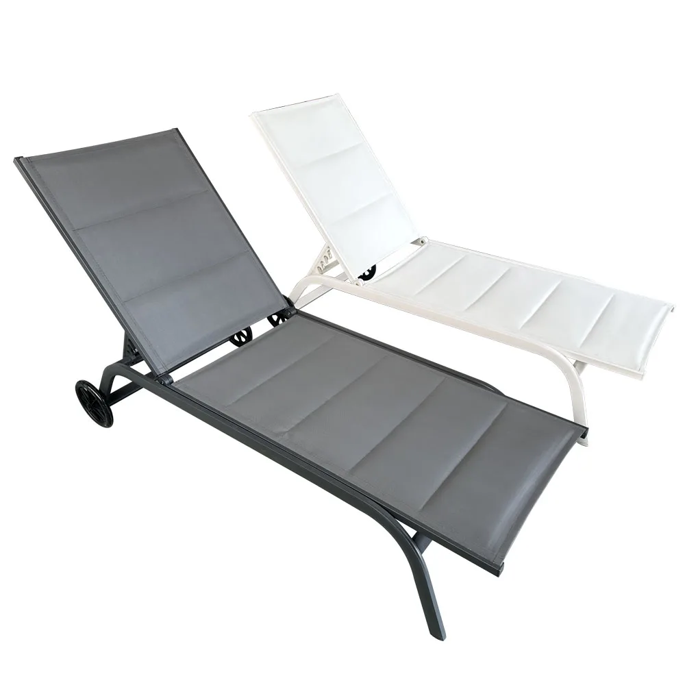 

Garden Outdoor Aluminum Furniture Sun Bed Lounge Chair Lounger with Wheel