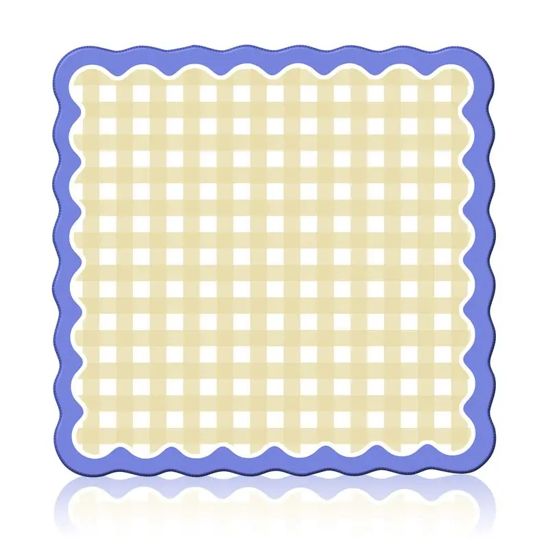 Square Mahjong Table Mat with Deep Blue Wave Lace Anti Slip Noise Reduction Game Mat Portable Desktop Decoration
